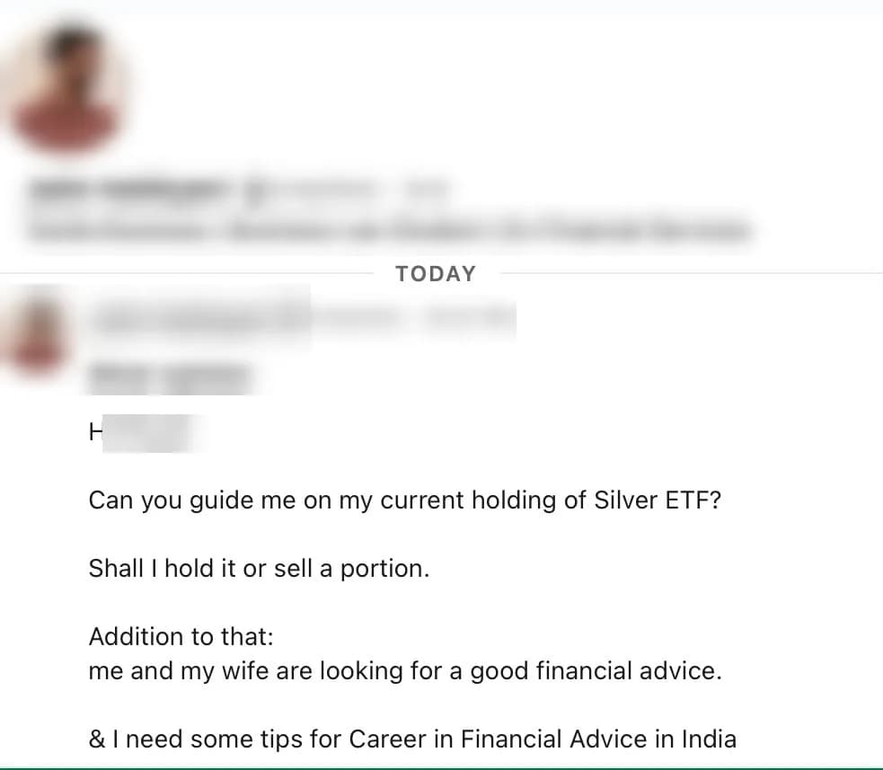 A prospective client asking for financial advice for his family