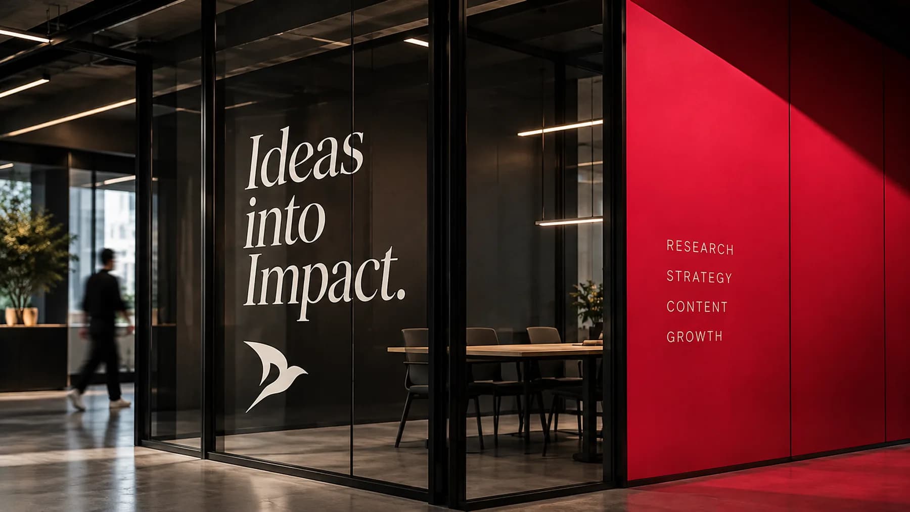 Paragon Labs studio with ‘Ideas into Impact’ on the glass